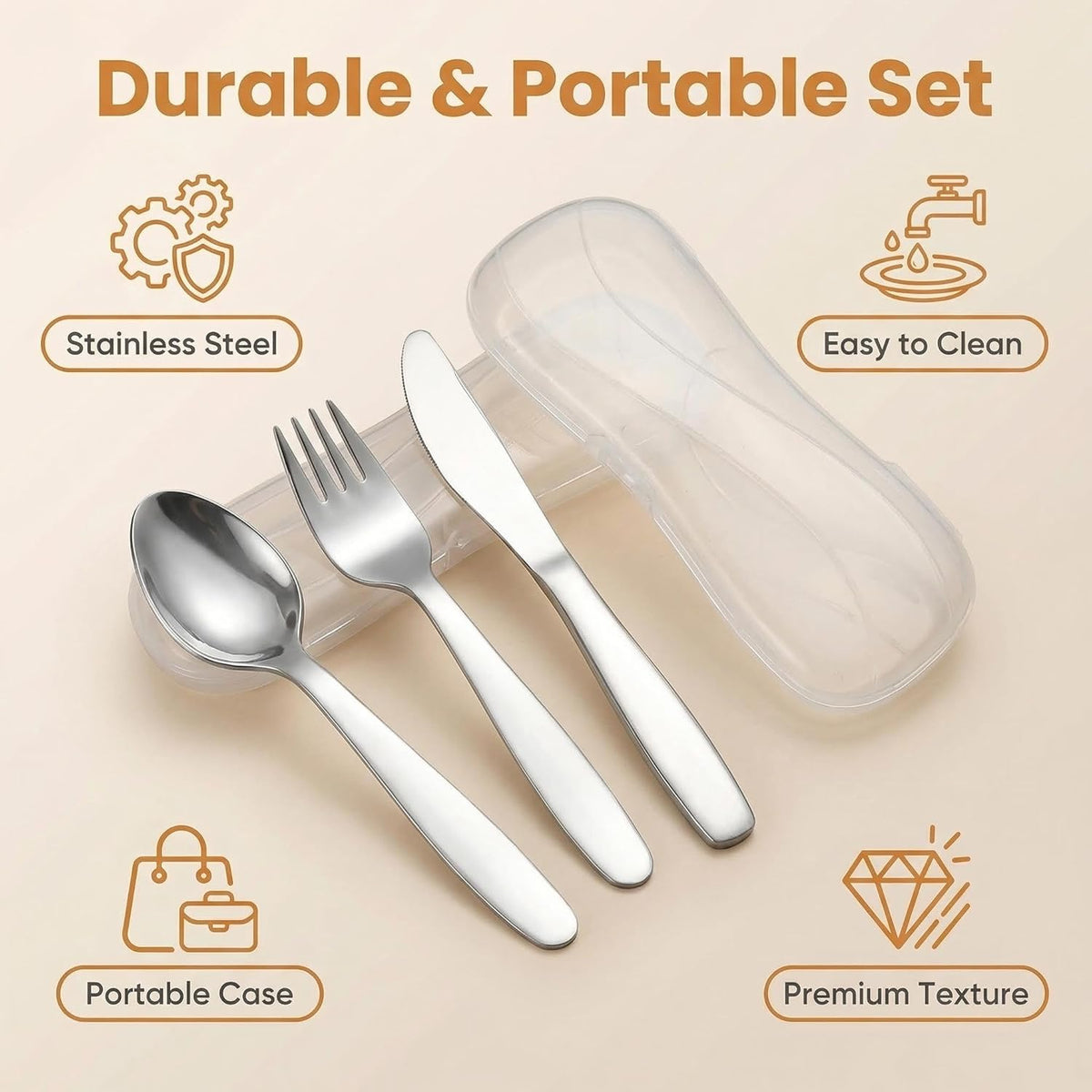 3 Pieces Children Fork Spoon Knife Set with Travel Case for Lunch Box, 18/8 Stainless Steel Kids Silverware Flatware Set Kids Utensil Set for Picnic (Fork Spoon Knife)