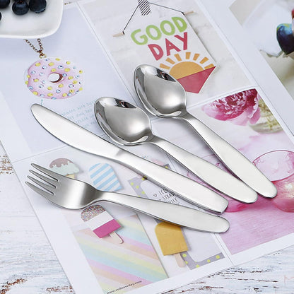 3 Pieces Children Fork Spoon Knife Set with Travel Case for Lunch Box, 18/8 Stainless Steel Kids Silverware Flatware Set Kids Utensil Set for Picnic (Fork Spoon Knife)