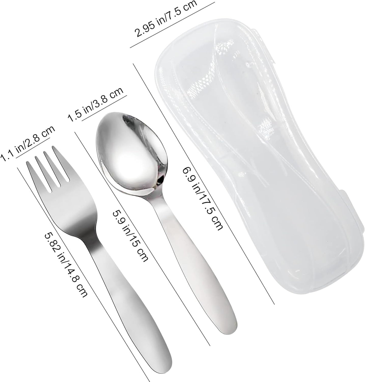 3 Pieces Children Fork Spoon Knife Set with Travel Case for Lunch Box, 18/8 Stainless Steel Kids Silverware Flatware Set Kids Utensil Set for Picnic (Fork Spoon Knife)
