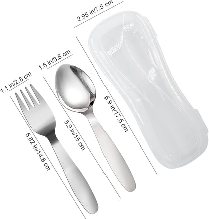 3 Pieces Children Fork Spoon Knife Set with Travel Case for Lunch Box, 18/8 Stainless Steel Kids Silverware Flatware Set Kids Utensil Set for Picnic (Fork Spoon Knife)