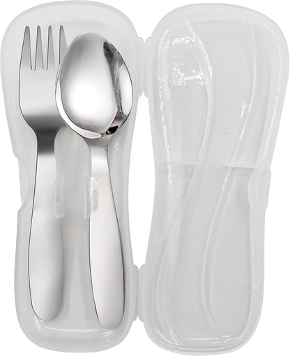 3 Pieces Children Fork Spoon Knife Set with Travel Case for Lunch Box, 18/8 Stainless Steel Kids Silverware Flatware Set Kids Utensil Set for Picnic (Fork Spoon Knife)