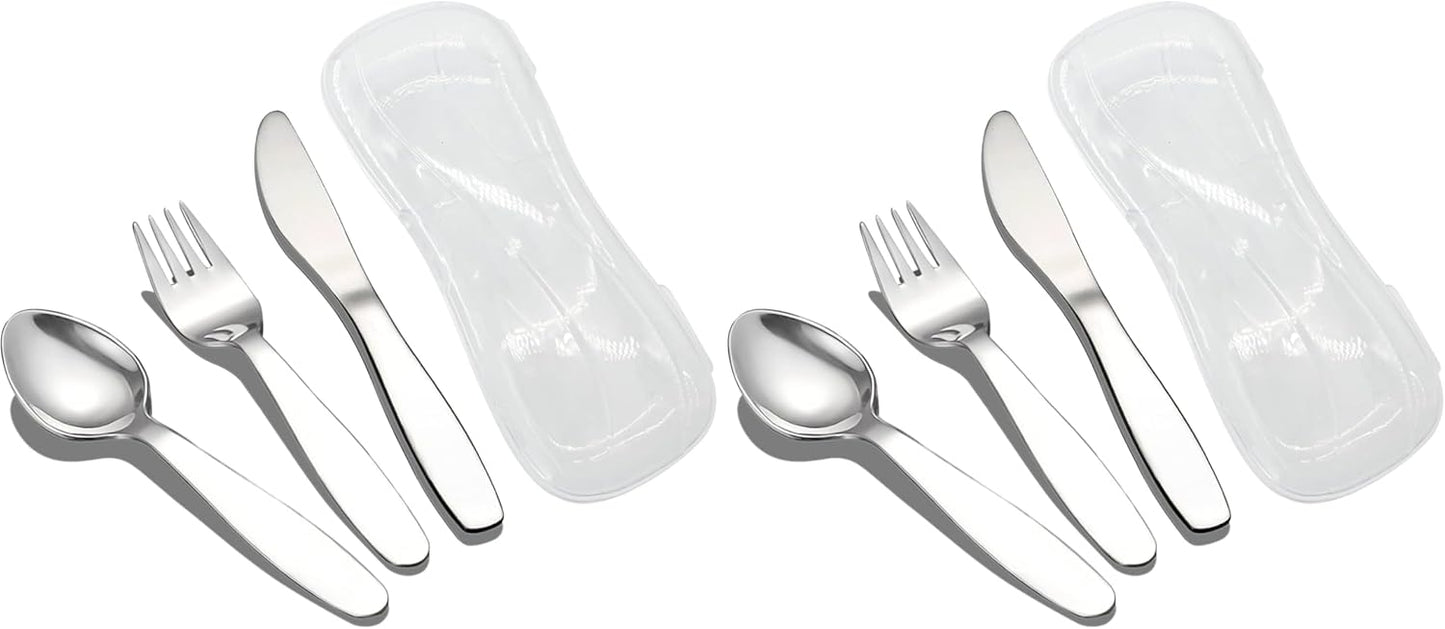 3 Pieces Children Fork Spoon Knife Set with Travel Case for Lunch Box, 18/8 Stainless Steel Kids Silverware Flatware Set Kids Utensil Set for Picnic (Fork Spoon Knife)