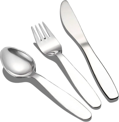 3 Pieces Children Fork Spoon Knife Set with Travel Case for Lunch Box, 18/8 Stainless Steel Kids Silverware Flatware Set Kids Utensil Set for Picnic (Fork Spoon Knife)