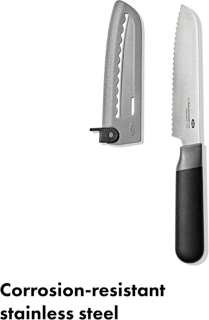 Good Grips 5 in Serrated Utility Knife with Locking Sheath