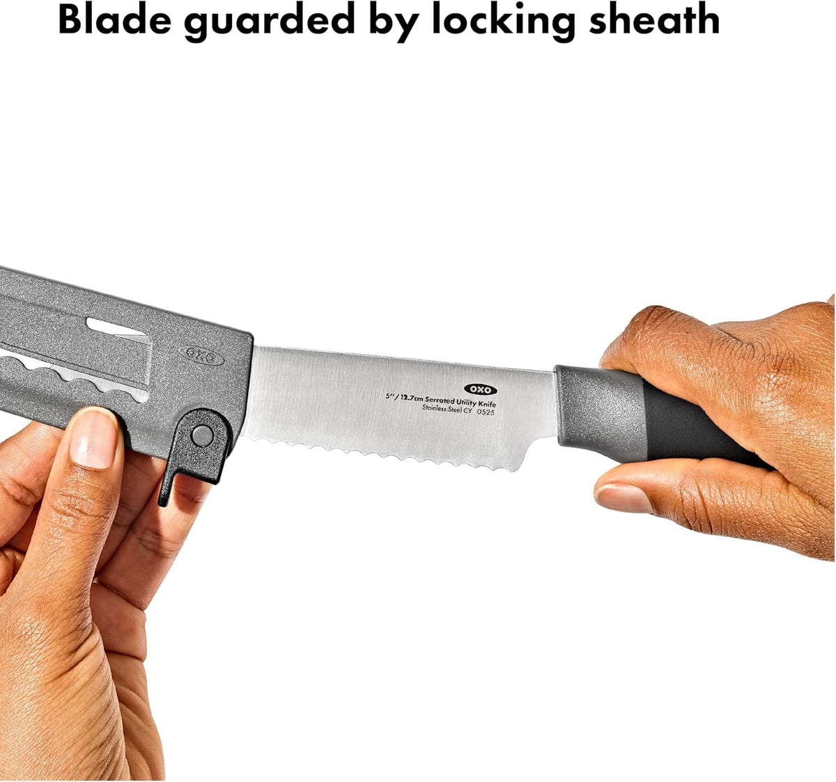Good Grips 5 in Serrated Utility Knife with Locking Sheath