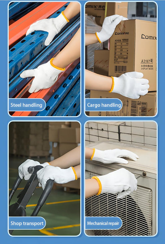 White Cotton Polyester Safety Work Gloves, 12/36/240 Pairs Unisex | Soft knitted cotton polyester blend, breathable sturdy. Great for gardening, warehouse, cooking and daily hand protection.