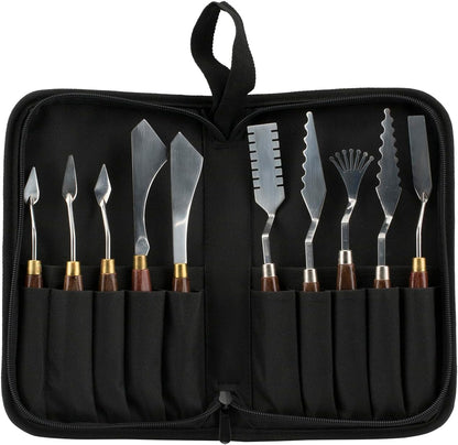 Palette Knife Holder & Traveling Case - Artist Pallet Knife Carrying Case Up To 10 Palette Knives For Storage and Travel 10 Pockets