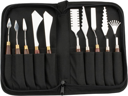 Palette Knife Holder & Traveling Case - Artist Pallet Knife Carrying Case Up To 10 Palette Knives For Storage and Travel 10 Pockets