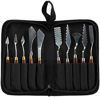 Palette Knife Holder & Traveling Case - Artist Pallet Knife Carrying Case Up To 10 Palette Knives For Storage and Travel 10 Pockets