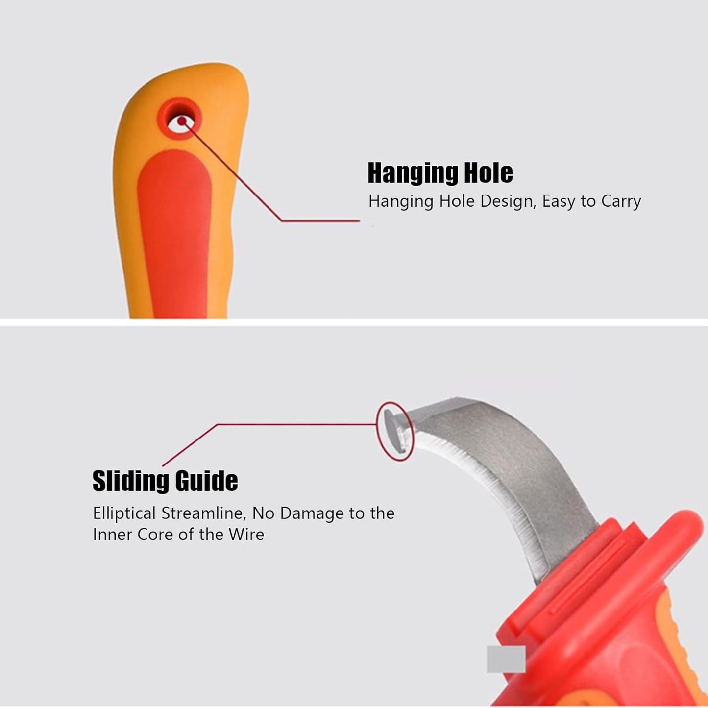 Dismantling Knife 1000V Insulation Electrician Knife Fast Strip Cable Stripper Cutter Wire Stripping Anti Magnetic Electrician Blades IEC60900 210mm / 8.3in