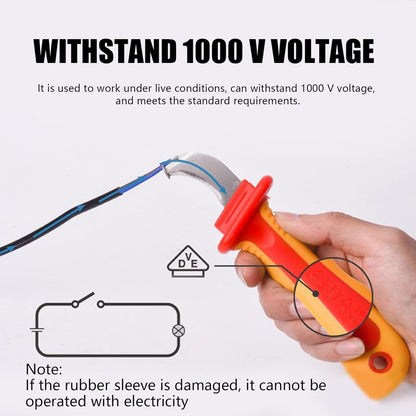 Dismantling Knife 1000V Insulation Electrician Knife Fast Strip Cable Stripper Cutter Wire Stripping Anti Magnetic Electrician Blades IEC60900 210mm / 8.3in