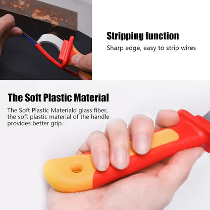Dismantling Knife 1000V Insulation Electrician Knife Fast Strip Cable Stripper Cutter Wire Stripping Anti Magnetic Electrician Blades IEC60900 210mm / 8.3in