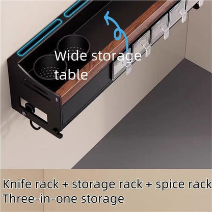 Antique Kitchen Rack, Punch-Free Knife Rack, Wall-Mounted Seasoning, Chopstick Knife Storage Rack, Hanging Kitchen Spice Rack Suitable for Kitchen, Restaurant(White)