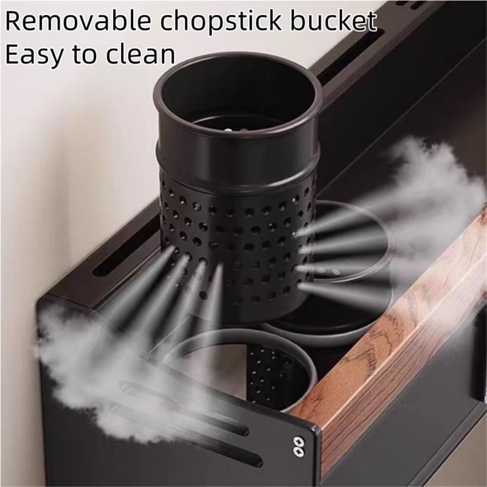 Antique Kitchen Rack, Punch-Free Knife Rack, Wall-Mounted Seasoning, Chopstick Knife Storage Rack, Hanging Kitchen Spice Rack Suitable for Kitchen, Restaurant(White)