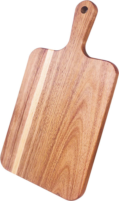 Acacia Wood Cutting Board with Handle 13.7''X7'', Charcuterie Board, Serving Board for Cheese, Bread, Meat, Vegetables & Fruits, Natural Wooden Chopping Board for Kitchen