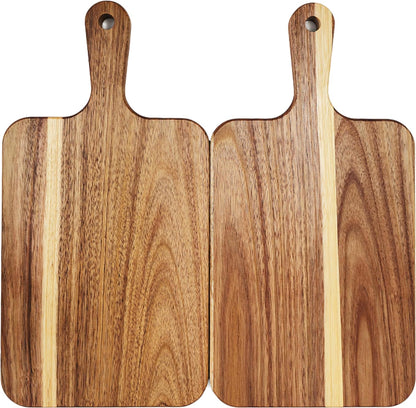 Acacia Wood Cutting Board with Handle 13.7''X7'', Charcuterie Board, Serving Board for Cheese, Bread, Meat, Vegetables & Fruits, Natural Wooden Chopping Board for Kitchen