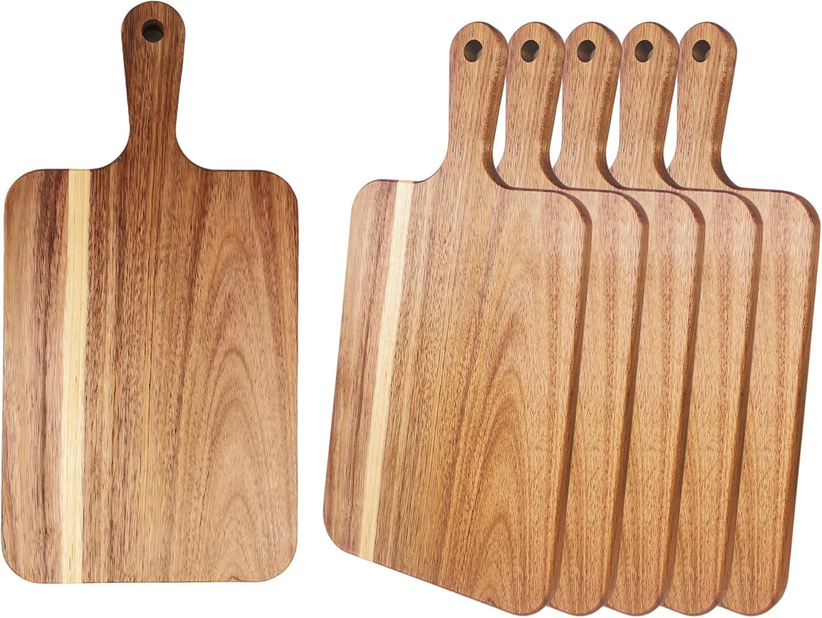 Acacia Wood Cutting Board with Handle 13.7''X7'', Charcuterie Board, Serving Board for Cheese, Bread, Meat, Vegetables & Fruits, Natural Wooden Chopping Board for Kitchen