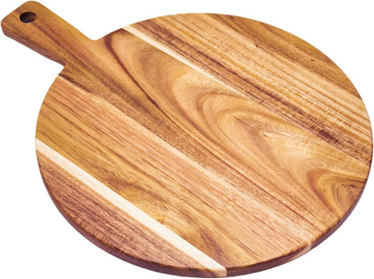 Acacia Wood Cutting Board with Handle 13.7''X7'', Charcuterie Board, Serving Board for Cheese, Bread, Meat, Vegetables & Fruits, Natural Wooden Chopping Board for Kitchen