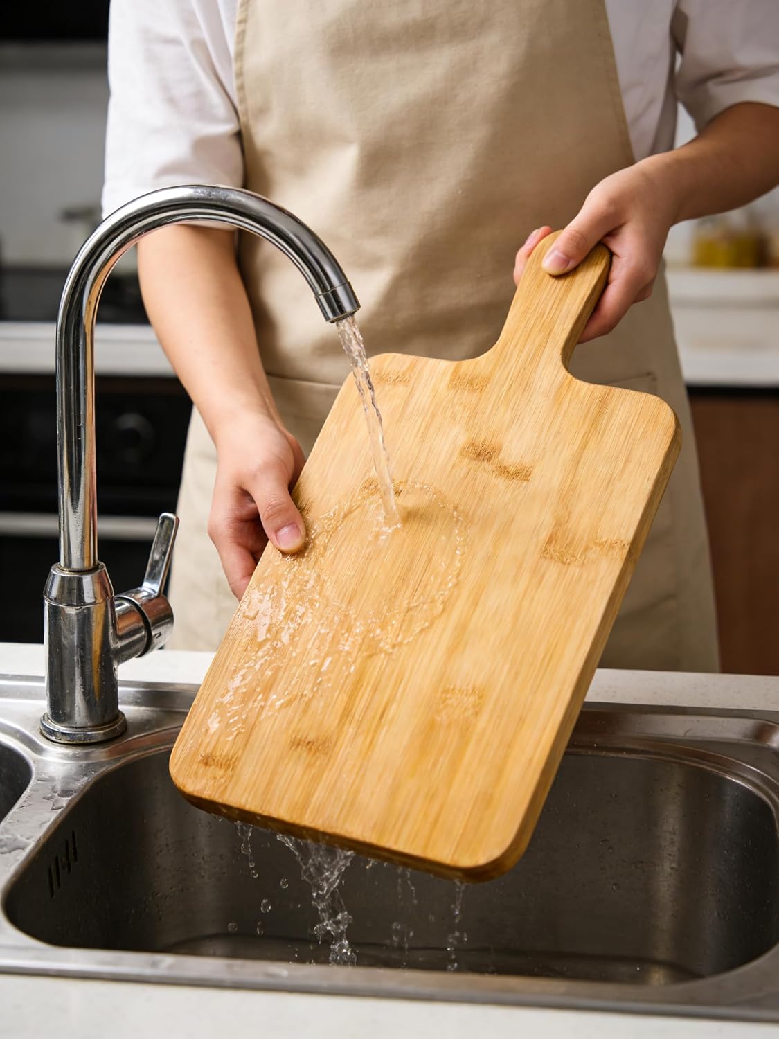 Acacia Wood Cutting Board with Handle 13.7''X7'', Charcuterie Board, Serving Board for Cheese, Bread, Meat, Vegetables & Fruits, Natural Wooden Chopping Board for Kitchen
