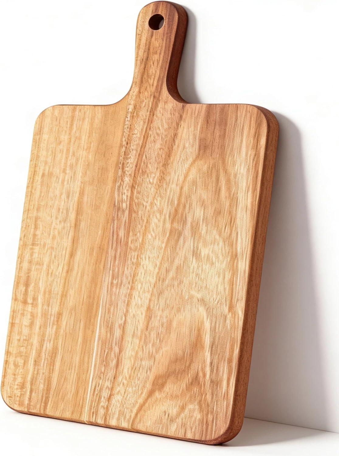Acacia Wood Cutting Board with Handle 13.7''X7'', Charcuterie Board, Serving Board for Cheese, Bread, Meat, Vegetables & Fruits, Natural Wooden Chopping Board for Kitchen