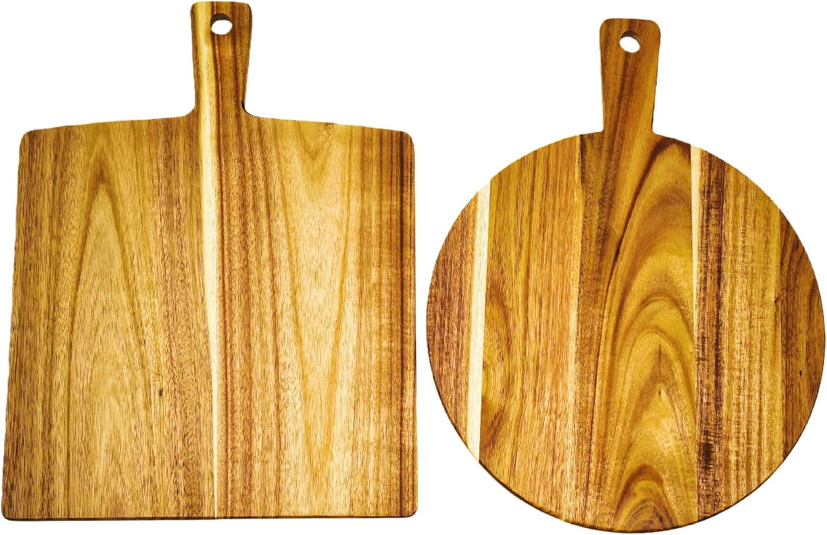Acacia Wood Cutting Board with Handle 13.7''X7'', Charcuterie Board, Serving Board for Cheese, Bread, Meat, Vegetables & Fruits, Natural Wooden Chopping Board for Kitchen