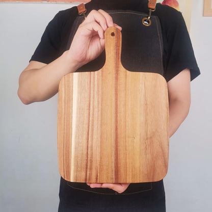 Acacia Wood Cutting Board with Handle 13.7''X7'', Charcuterie Board, Serving Board for Cheese, Bread, Meat, Vegetables & Fruits, Natural Wooden Chopping Board for Kitchen