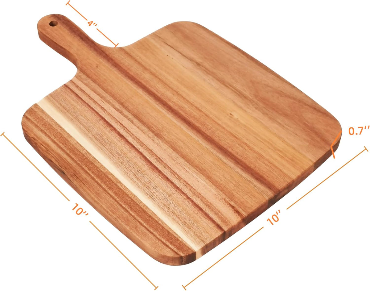 Acacia Wood Cutting Board with Handle 13.7''X7'', Charcuterie Board, Serving Board for Cheese, Bread, Meat, Vegetables & Fruits, Natural Wooden Chopping Board for Kitchen