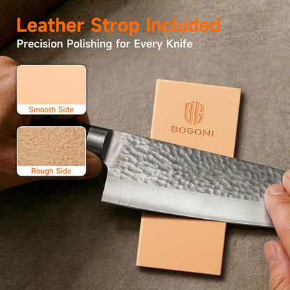Rolling Knife Sharpener, Diamond & Ceramic Disc, 15° & 20° Magnetic Angle, Fast & Safe for Any Hardness, Sharpening Kit for Kitchen & Pocket Knives, Razor-Sharp Edge, Leather Strop, Classic Kit