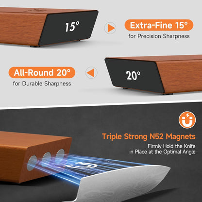 Rolling Knife Sharpener, Diamond & Ceramic Disc, 15° & 20° Magnetic Angle, Fast & Safe for Any Hardness, Sharpening Kit for Kitchen & Pocket Knives, Razor-Sharp Edge, Leather Strop, Classic Kit