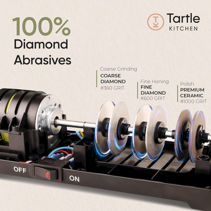 3-stage Professional Electric Knife Sharpener with 100-Percent Diamond Abrasives and Precision Angle Guides for Straight Edge