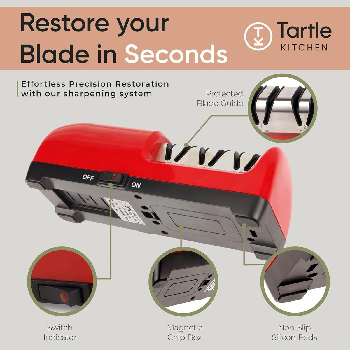 3-stage Professional Electric Knife Sharpener with 100-Percent Diamond Abrasives and Precision Angle Guides for Straight Edge