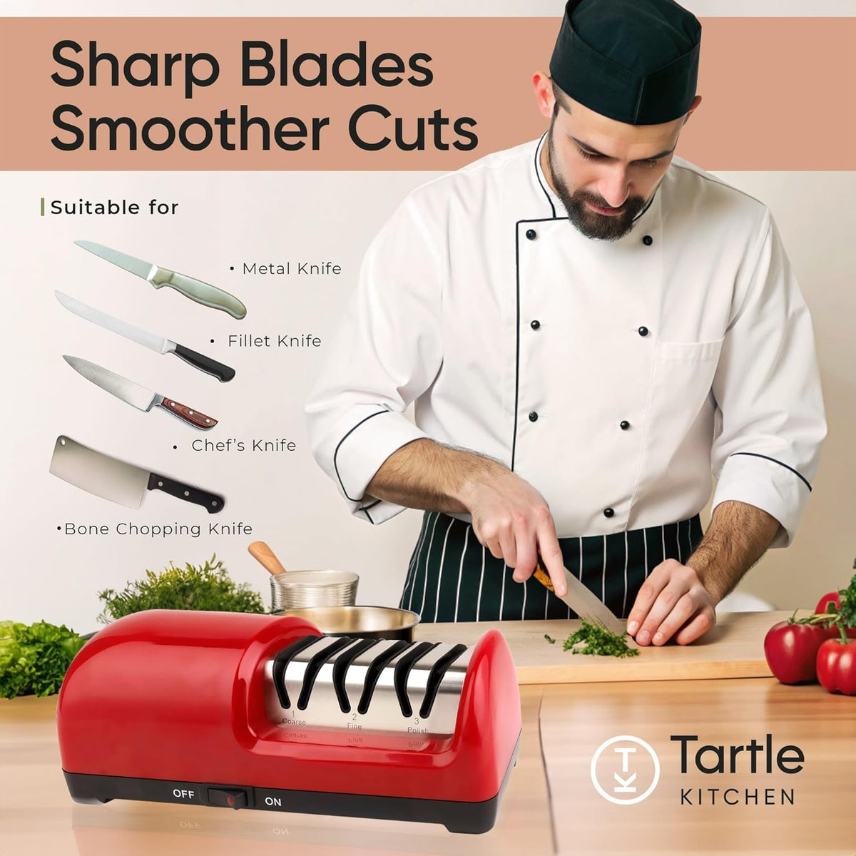3-stage Professional Electric Knife Sharpener with 100-Percent Diamond Abrasives and Precision Angle Guides for Straight Edge