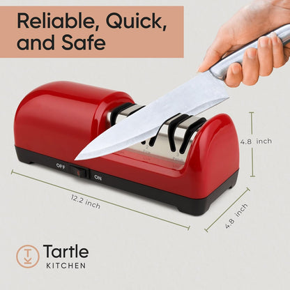 3-stage Professional Electric Knife Sharpener with 100-Percent Diamond Abrasives and Precision Angle Guides for Straight Edge
