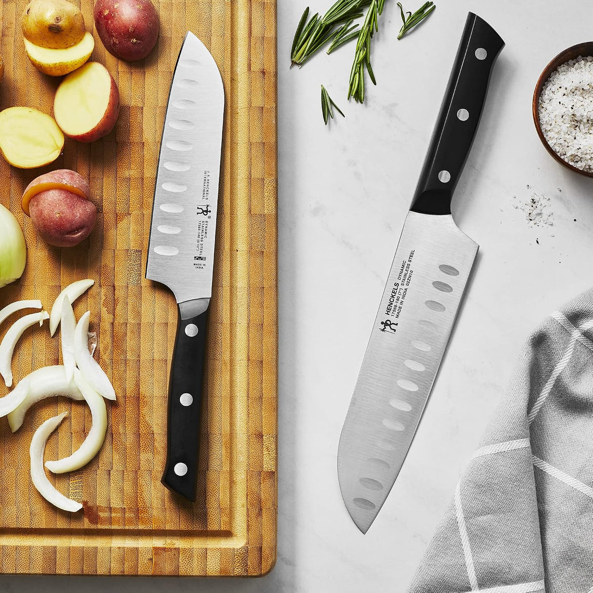 Dynamic Razor-Sharp Knife Set, Santoku Knife 5.5 Inch, Santoku Knife 7 Inch, German Engineered Informed by 100+ Years of Mastery