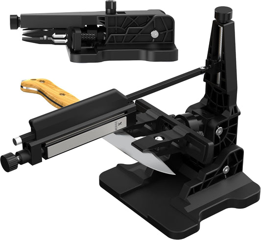 Portable Folding Knife Sharpener XAR-FS1, Adjustable Angle Sharpening System with 240#, 400#, 800#, 2000# Diamond Stone Set for Pocket, Hunting, Kitchen & Serrated Knives
