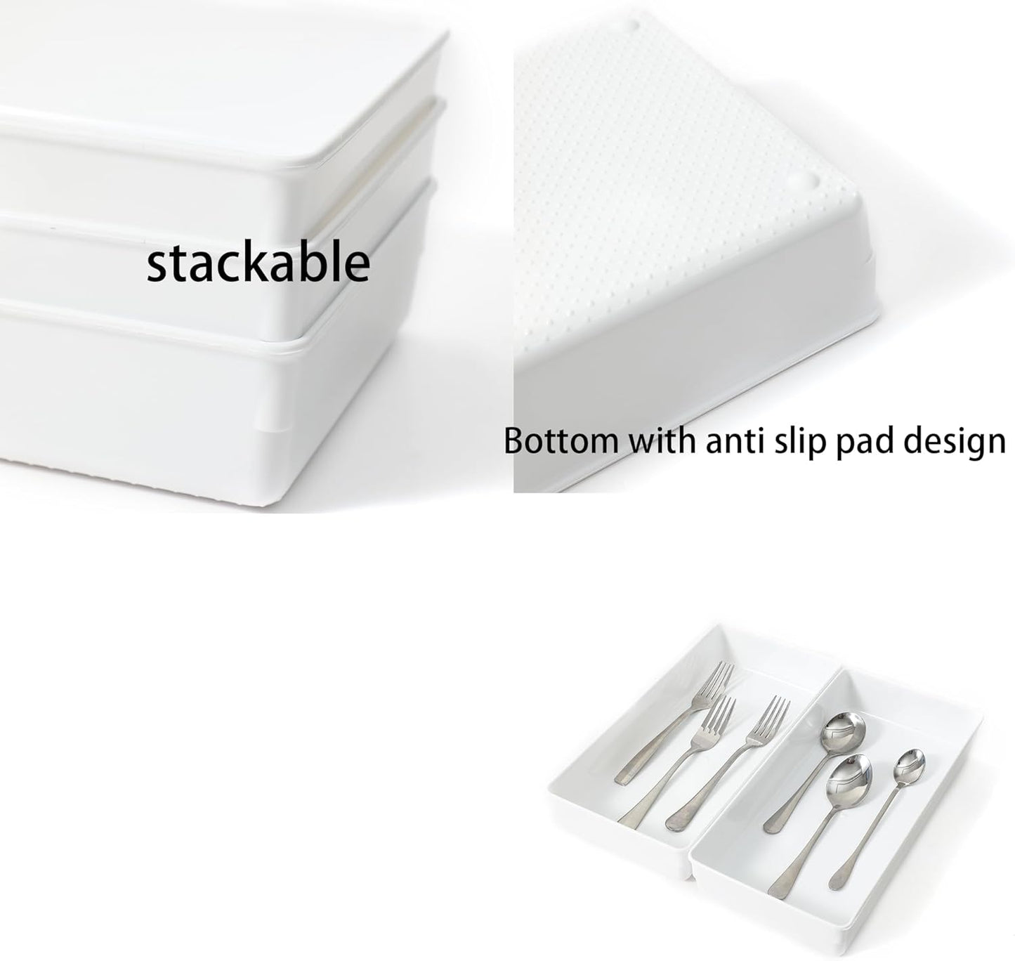 3 Pack Large Clear Plastic Drawer Organizer Tray Cutlery Utensil Makeups Drawer Organizers 15" X 6"