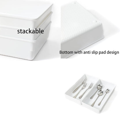 3 Pack Large Clear Plastic Drawer Organizer Tray Cutlery Utensil Makeups Drawer Organizers 15" X 6"