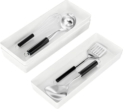 3 Pack Large Clear Plastic Drawer Organizer Tray Cutlery Utensil Makeups Drawer Organizers 15" X 6"