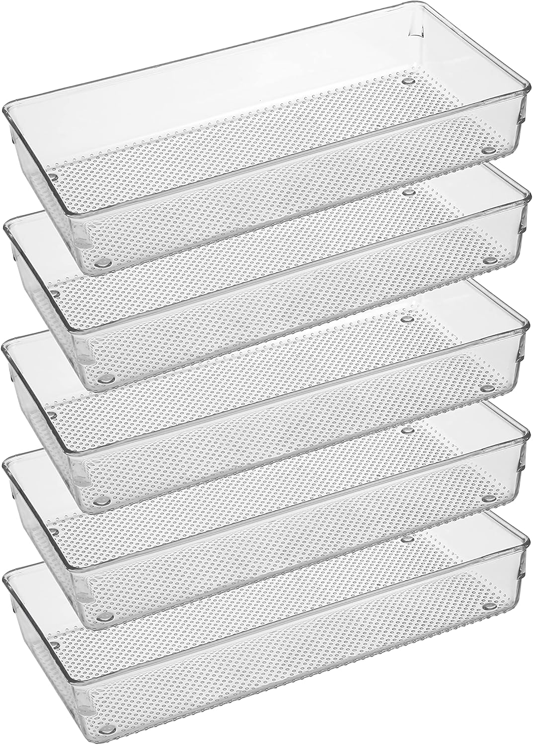 3 Pack Large Clear Plastic Drawer Organizer Tray Cutlery Utensil Makeups Drawer Organizers 15" X 6"