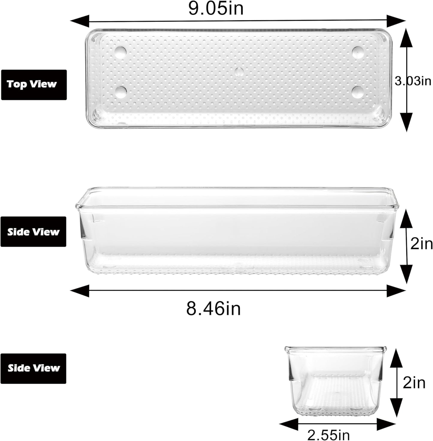 3 Pack Large Clear Plastic Drawer Organizer Tray Cutlery Utensil Makeups Drawer Organizers 15" X 6"