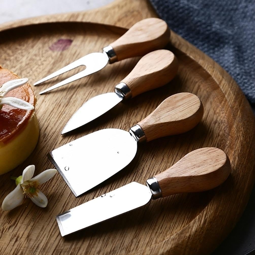 Heart Shaped Acacia Wood Cheese Board with 4 Piece Cheese Knife Set, St. Patrick's Day Green Clover Resin Inlay Appetizer Plates Charcuterie Serving Tray for Wine and Cheese Parties