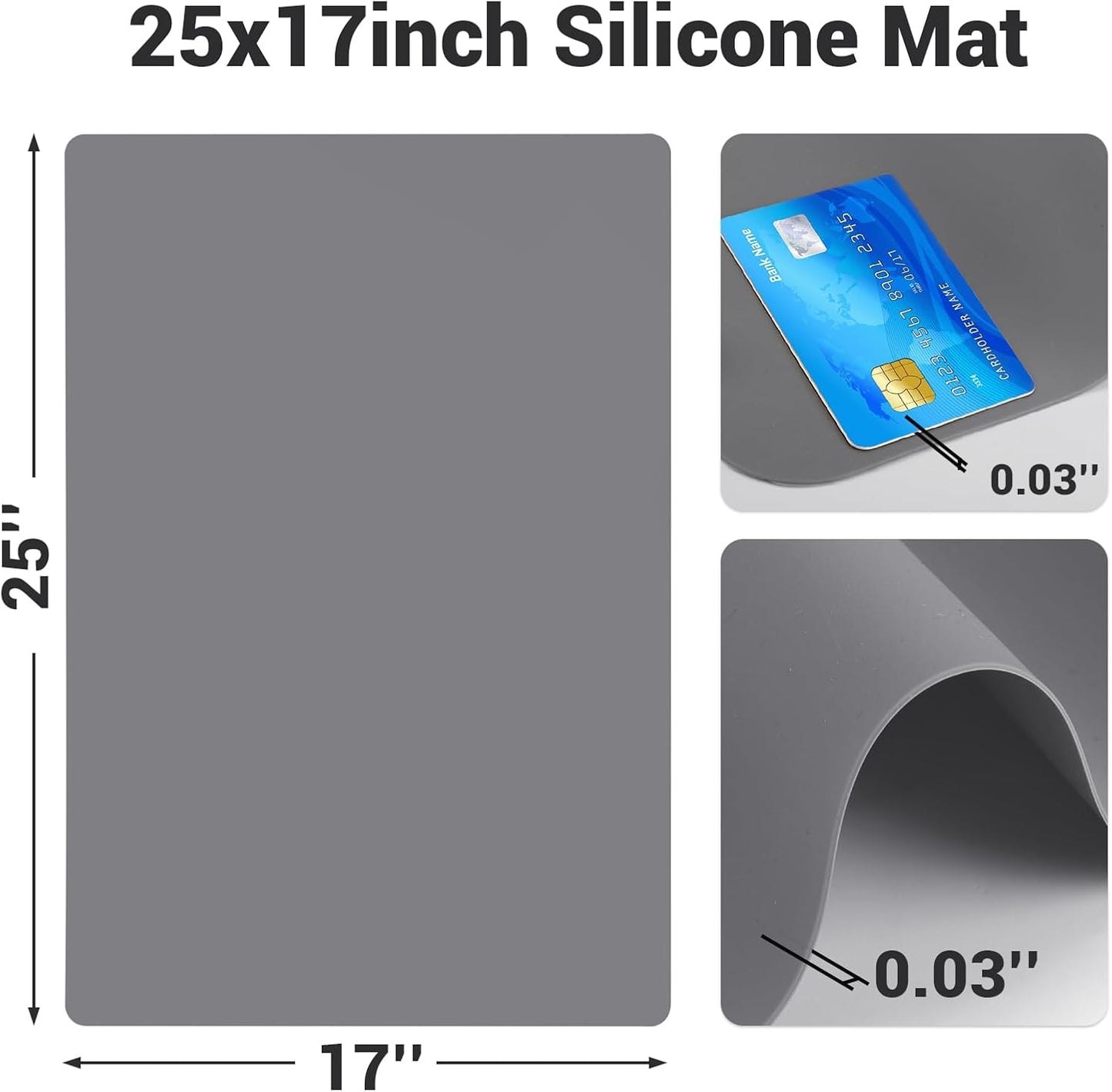 Extra Large Silicone Mats for Countertop, 28" by 20" Multipurpose Mat, Counter Table Protector, Desk Saver Pad, Placemat Nonstick Nonskid Heat-Resistant Pad, Black