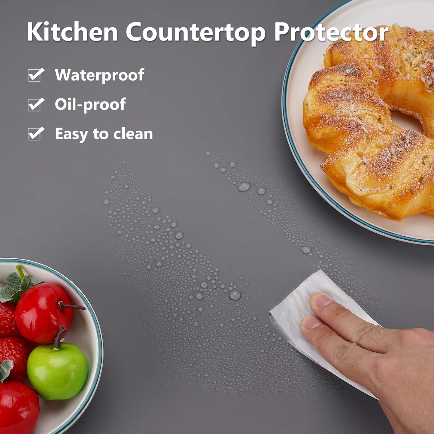 Extra Large Silicone Mats for Countertop, 28" by 20" Multipurpose Mat, Counter Table Protector, Desk Saver Pad, Placemat Nonstick Nonskid Heat-Resistant Pad, Black