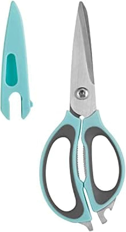 4-in-1 Kitchen Scissors with Black Handle, High-Carbon Stainless Steel Shears with Jar Opener, Bottle Opener and Screwdriver, Kitchen Shears for Food Prep