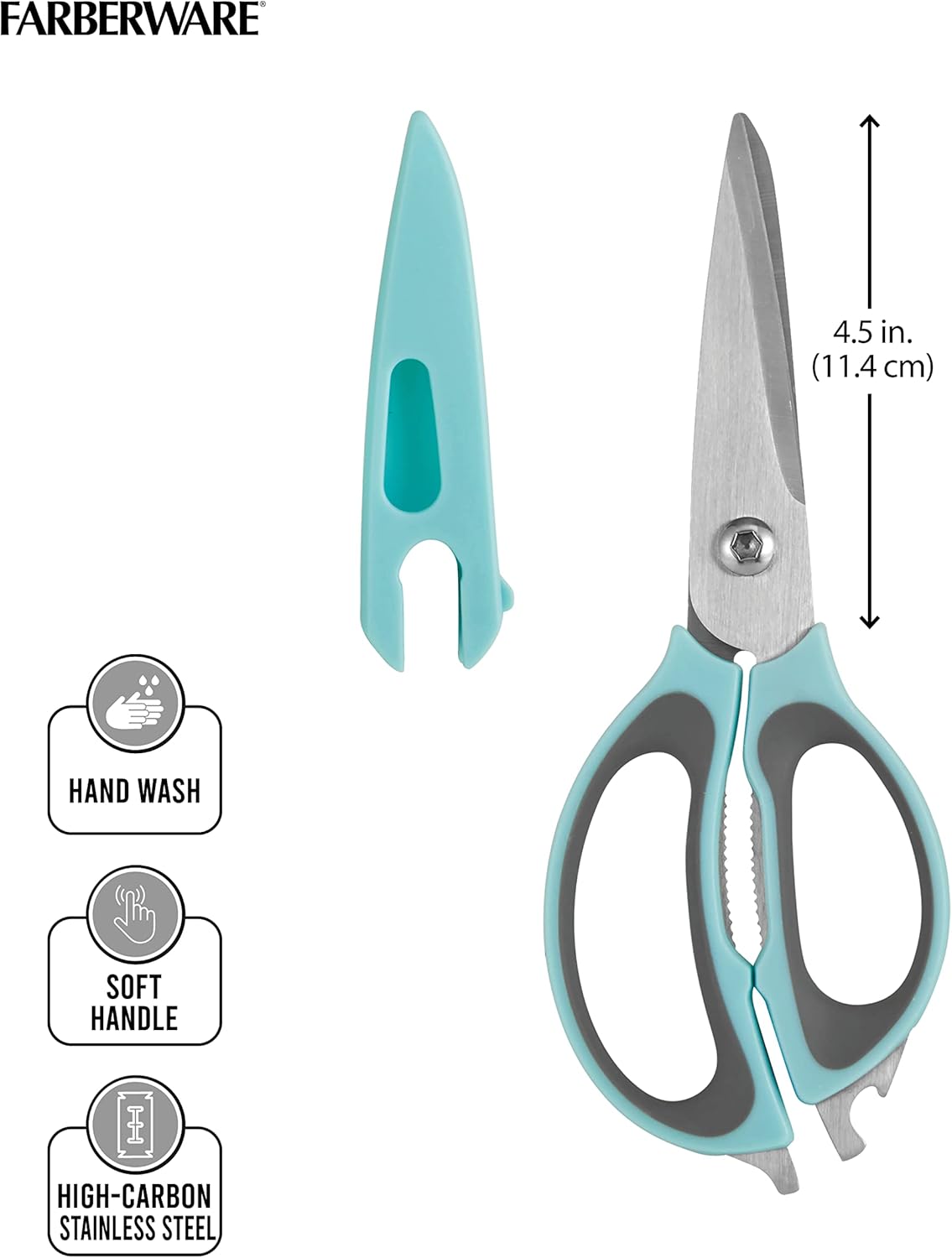 4-in-1 Kitchen Scissors with Black Handle, High-Carbon Stainless Steel Shears with Jar Opener, Bottle Opener and Screwdriver, Kitchen Shears for Food Prep