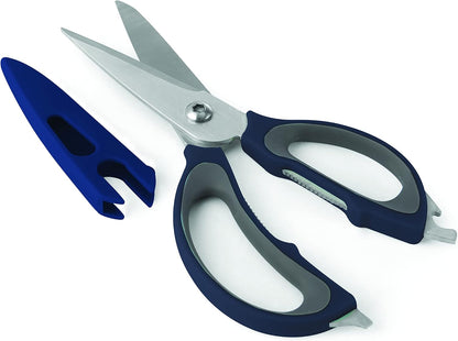 4-in-1 Kitchen Scissors with Black Handle, High-Carbon Stainless Steel Shears with Jar Opener, Bottle Opener and Screwdriver, Kitchen Shears for Food Prep