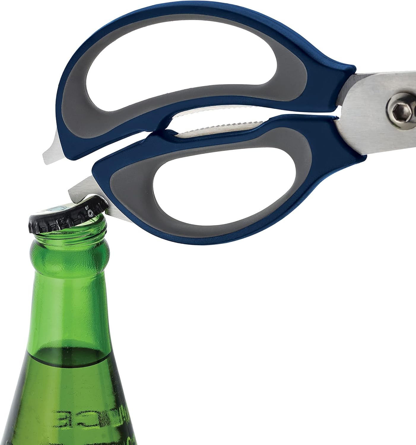 4-in-1 Kitchen Scissors with Black Handle, High-Carbon Stainless Steel Shears with Jar Opener, Bottle Opener and Screwdriver, Kitchen Shears for Food Prep