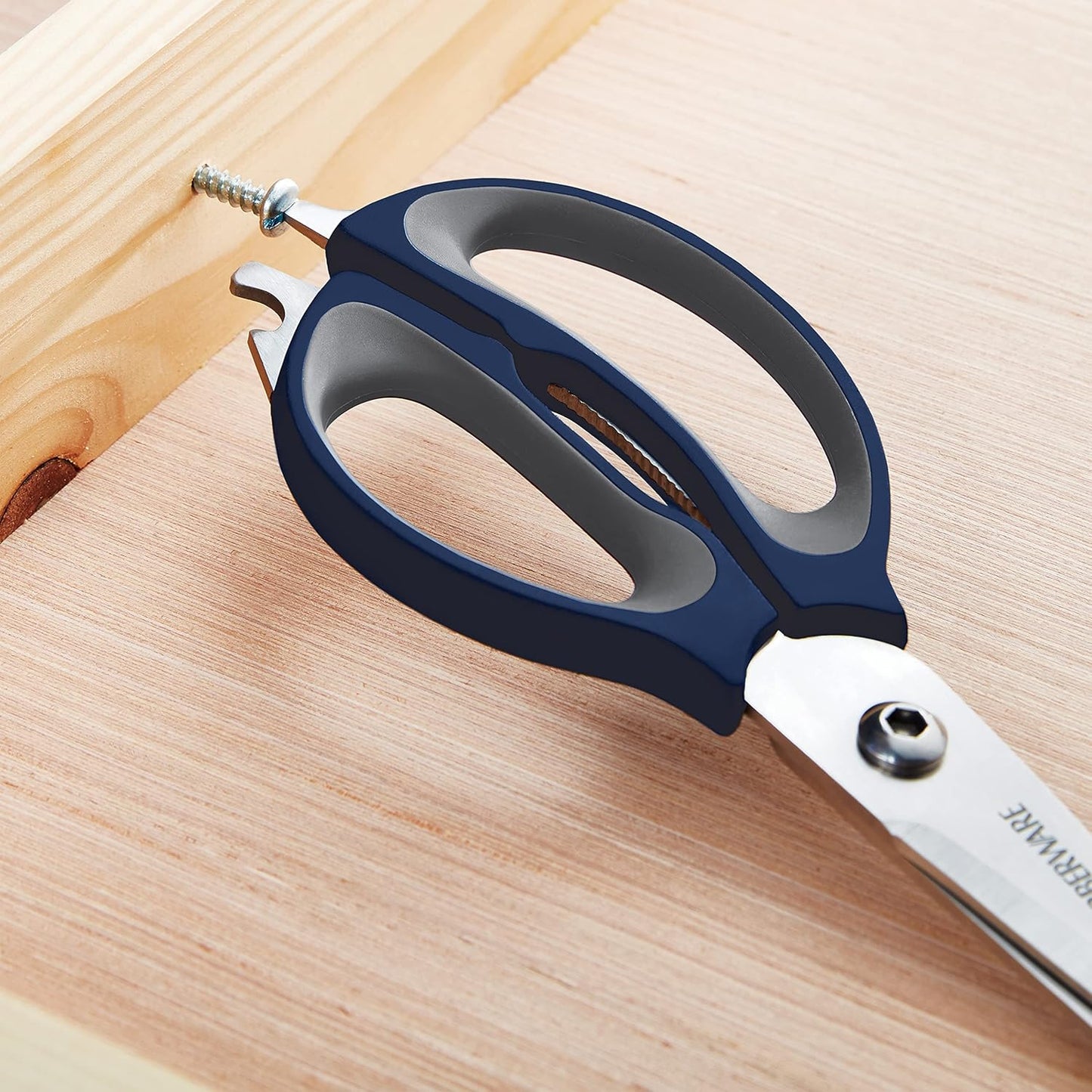 4-in-1 Kitchen Scissors with Black Handle, High-Carbon Stainless Steel Shears with Jar Opener, Bottle Opener and Screwdriver, Kitchen Shears for Food Prep