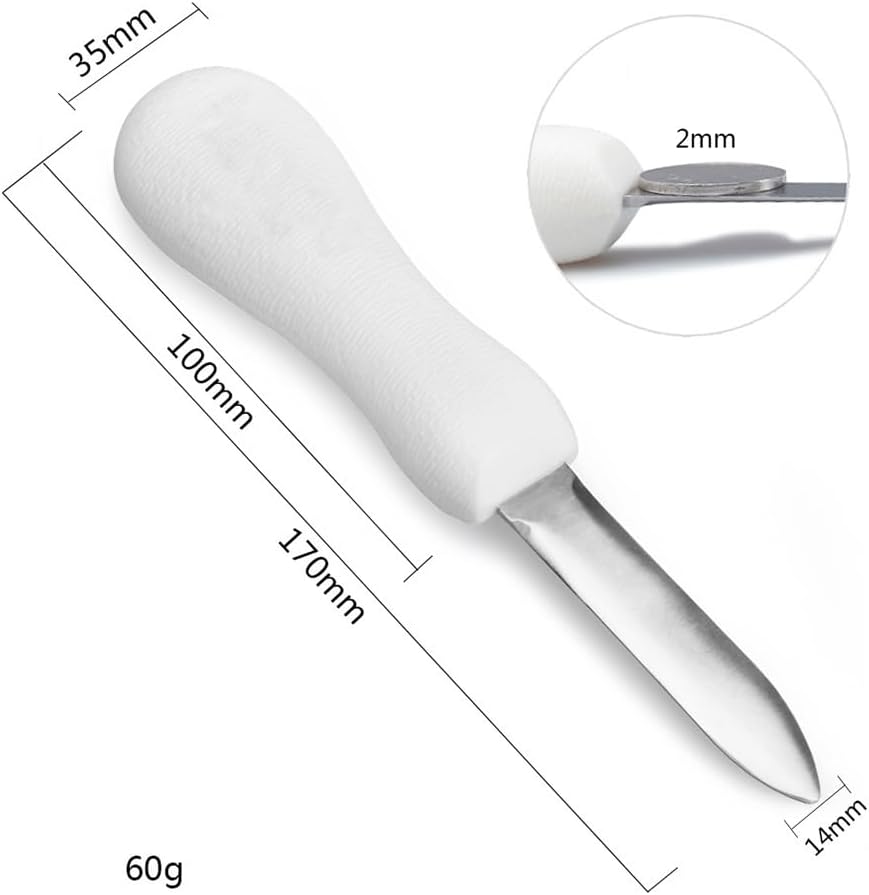 Stainless Steel Oyster Knife Small Clam Shucking Knife Metal Oyster Shucking Knife Scallop Edge Blade Knife Opener Seafood Tool with Plastic Handle