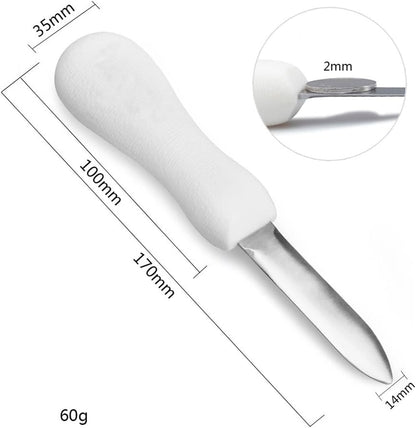 Stainless Steel Oyster Knife Small Clam Shucking Knife Metal Oyster Shucking Knife Scallop Edge Blade Knife Opener Seafood Tool with Plastic Handle